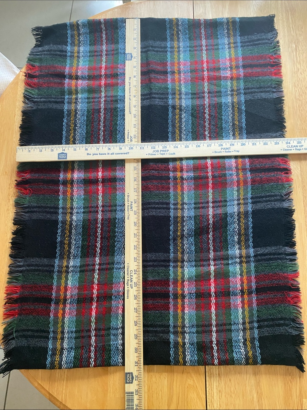 Plaid Fringe Cozy Circle Scarf in Black, Red, Green & Blue - Picture 2 of 3